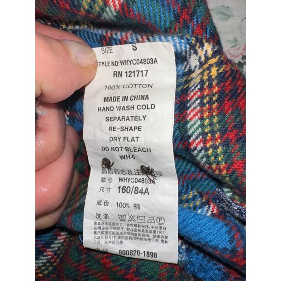 VINTAGE SUPER SOFT PLAID FLANNEL FITTED SHIRT WITH FAUX SUEDE PATCHES S - Picture 7 of 8